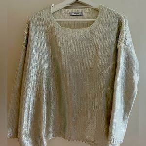 MANGO - Silver/White oversized sweater